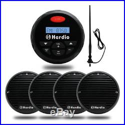 Marine Bluetooth Radio Audio Stereo+2 PAIR 3Boat Hot tub Speaker+FM AM Aerial