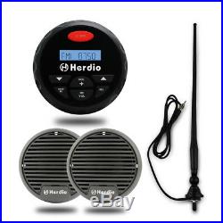 Marine Bluetooth Radio Audio Stereo+3Boat Hot tub Speaker+FM AM Aerial