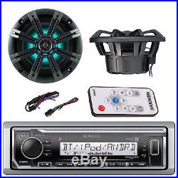 Marine Bluetooth Radio, LED Controller, 2x Kicker 6.5 LED Boat Speakers