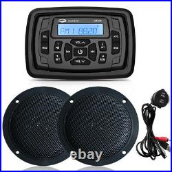 Marine Bluetooth Radio and Boat 120W Round Speakers and Waterproof USB Cable