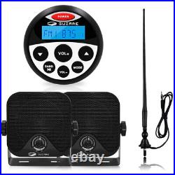 Marine Bluetooth Stereo Audio Boat Radio+1Pair 3In Waterproof Speaker + Aerial