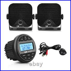 Marine Bluetooth Stereo Audio System Receiver and 4 Boat Speakers and USB Cable