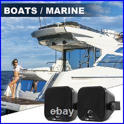 Marine Bluetooth Stereo Radio+4'' Box Waterproof Speakers+Boat FM AM Antenna