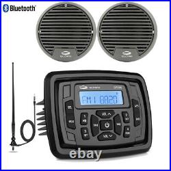 Marine Bluetooth Stereo Radio Receiver and 3 Waterproof Boat Speaker and Aerial