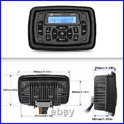 Marine Bluetooth Stereo System Receiver + Boat Radio Antenna + Speakers 2 Pair