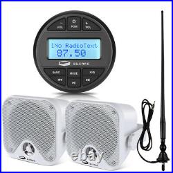 Marine Bluetooth Stereo System Receiver + Waterproof Speakers+Boat Radio Antenna