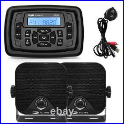 Marine Bluetooth Stereo kit Boat 4inch 100W Speakers and Waterproof USB Cable