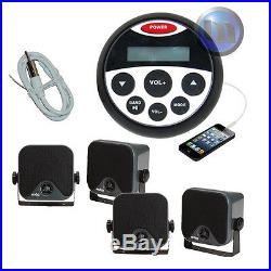Marine Boat Audio Stereo Kit MP3/USB/FM/AUX/Ipod Radio+ 4 Speakers + Antenna