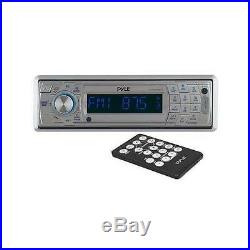 Marine Boat CD MP3 AM/FM Radio Player & Bluetooth 4 Silver Box Speakers & Cover