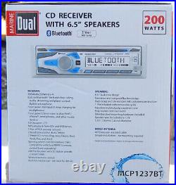 Marine Boat Pontoon Stereo CD USB Radio Dual MCP1237BT & DMP672 6-1/2 Speakers