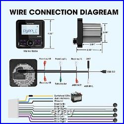 Marine Boat Radio Receiver Bluetooth IPX5 Waterproof Boat Stereo 2.8'' LCD