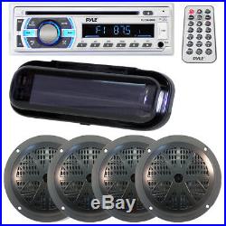 Marine Boat Yacht USB Wireless Bluetooth Stereo, (4) 4-Inch Speakers, Dust Cover