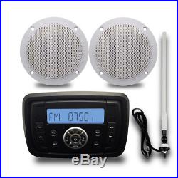 Marine Digital Bluetooth Boat Audio Radio+4 2 Way Marine Speakers+FM/AM Antenna