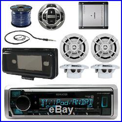 Marine KMRM325BT Bluetooth Boat Radio, Remote, Cover, 6.5Speakers/Wire, Amp, Antenna