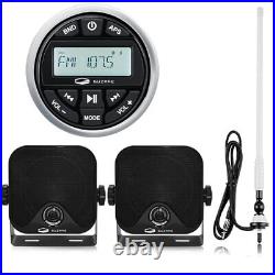 Marine Radio Stereo Bluetooth Boat Receiver and 4 Box Speaker and FM AM Antenna