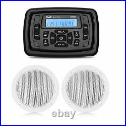 Marine Radio Waterproof Bluetooth Stereo Sytem unit & 4 inch Boat Audio Speakers