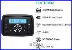 Marine Stereo Audio Radio FM AM Bluetooth Music USB Input for ATV Boat Golf Cart