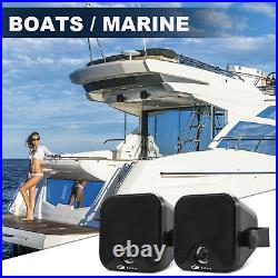 Marine Stereo Bluetooth FM AM Radio System with Black Boat Speakers and Aerial
