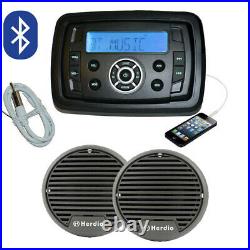 Marine Stereo Bluetooth MP3 Radio Motorcycle Boats ATV Bobcat Speakers Antenna