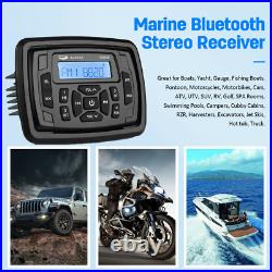 Marine Stereo Bluetooth Radio Receiver + 3 Waterproof Boat Speaker + USB Cable