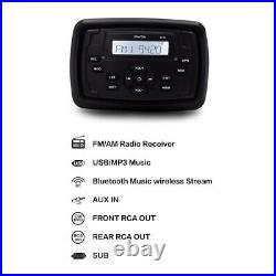 Marine Stereo Bluetooth Radio Waterproof AM FM Boat System Head Unit ATV UTV Car