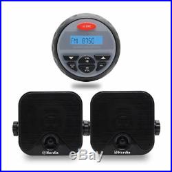 Marine Stereo Bluetooth Radio Waterproof Gauge Audio MP3 Player+4 Boat Speakers