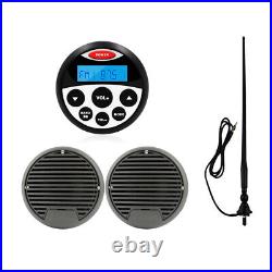 Marine Stereo Bluetooth Receiver+ 3inch 140W Boat Speakers + FM AM Radio Antenna