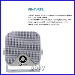 Marine Stereo Bluetooth Receiver Boat FM AM Radio + Box Speaker + Antenna