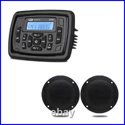 Marine Stereo Bluetooth Receiver Boat FM AM Radio and Waterproof IP66 Speakers