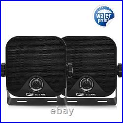 Marine Stereo Blutooth Receiver Boat FM AM Radio + Box Speakers 1Pair +USB Cable