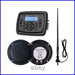 Marine Stereo Radio Boat Sound System Bluetooth + Audio Speakers + FM/AM Antenna
