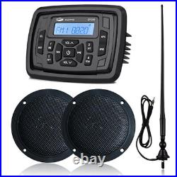Marine Stereo Radio Boat Sound System Bluetooth + Waterproof Speakers + Antenna