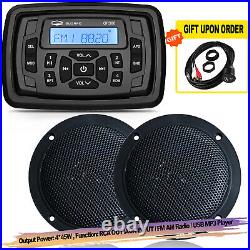 Marine Stereo Radio Receiver with Waterproof Speakers and USB Cable for Boat Yacht