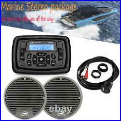 Marine Stereo Sound Receiver with Boat Waterproof Speakers for ATV UTV RV Yacht