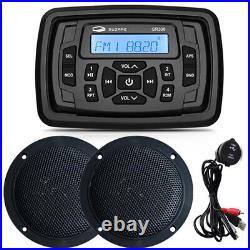 Marine Waterrproof Stereo Bluetooth Receiver + Boat Speaker + USB AUX Cable