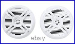 Memphis Audio Hidden Hide Away Marine Bluetooth Receiver+(4) 6.5 White Speakers