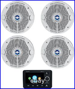 Memphis Audio MXAZ24MC 2-Zone Marine Boat Bluetooth Receiver+(4) JBL Speakers