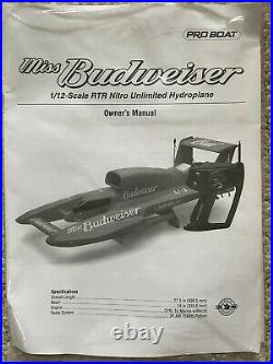 Miss Budweiser Pro Boat NIB 1/12 Scale RTR Radio Controlled Nitro Hydroplane