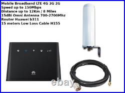 Mobile Broadband Antenna Aerial Booster LTE 4G 15M Huawei B311 Boat Motorhome