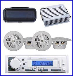 New Marine Boat MP3/USB/SD/AUX iPod Input Radio & 400W Amp With4 Speakers + Cover