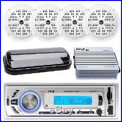 New Marine Boat MP3/USB/SD/AUX iPod Input Radio & 400W Amp With4 Speakers + Cover