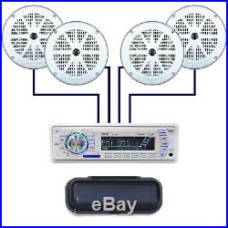 New Marine Yacht Boat MP3 USB AUX Radio 4 x 6.5 Speakers Stereo Cover & Remote