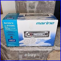 New Sony Marine Boat CD Player Deck CDX-M10 + (2) 6.5 Speakers XS-MP1610W Lot