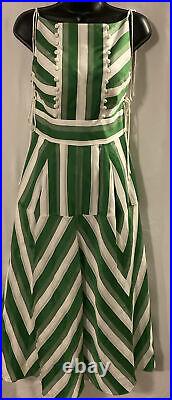 Organza Green/White Size 2 Striped Jacquard Long Dress by Lela Rose