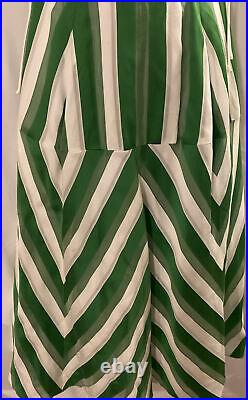 Organza Green/White Size 2 Striped Jacquard Long Dress by Lela Rose