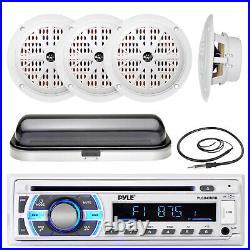 PLCD43MRB Boat Bluetooth SD USB Radio, Radio Cover, Antenna, 6.5 120W Speakers