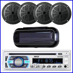 PLCD43MRB Marine Boat USB AM/FM Radio & Wireless Bluetooth /4 Speakers + Cover