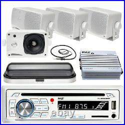 PLCDBT65 USB Bluetooth Boat Radio, 3.5 Box Speakers, 400W Amp, Cover, Antenna