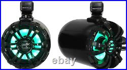 Pair WB65KLED 6.5 600W Black Marine Wakeboard LED Tower Speakers + Remote