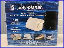 Poly-Planar MA 7500 Box Speakers 100 Watts- (Pair) White Marine Boat Fishing